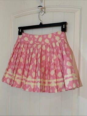 Peach Love California Pink & Cream Pleated Pickleball Skirt with shorts